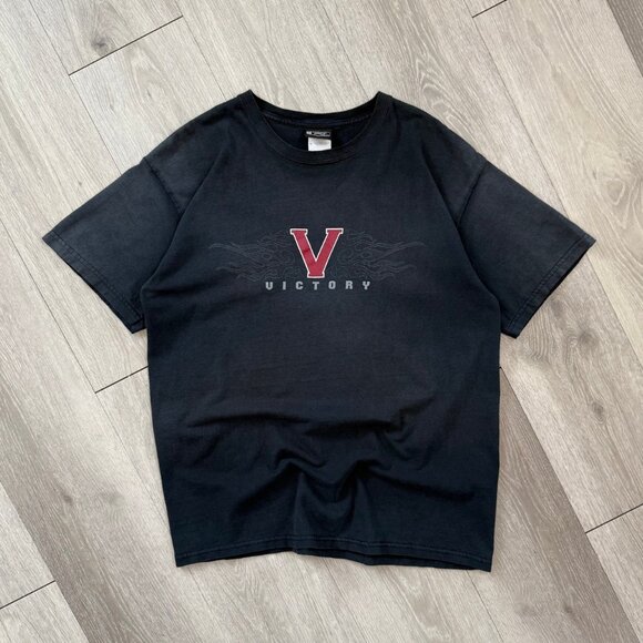 Vintage Victory Motorcycles Faded Black Men's T-Shirt - Size Large - Picture 1 of 9